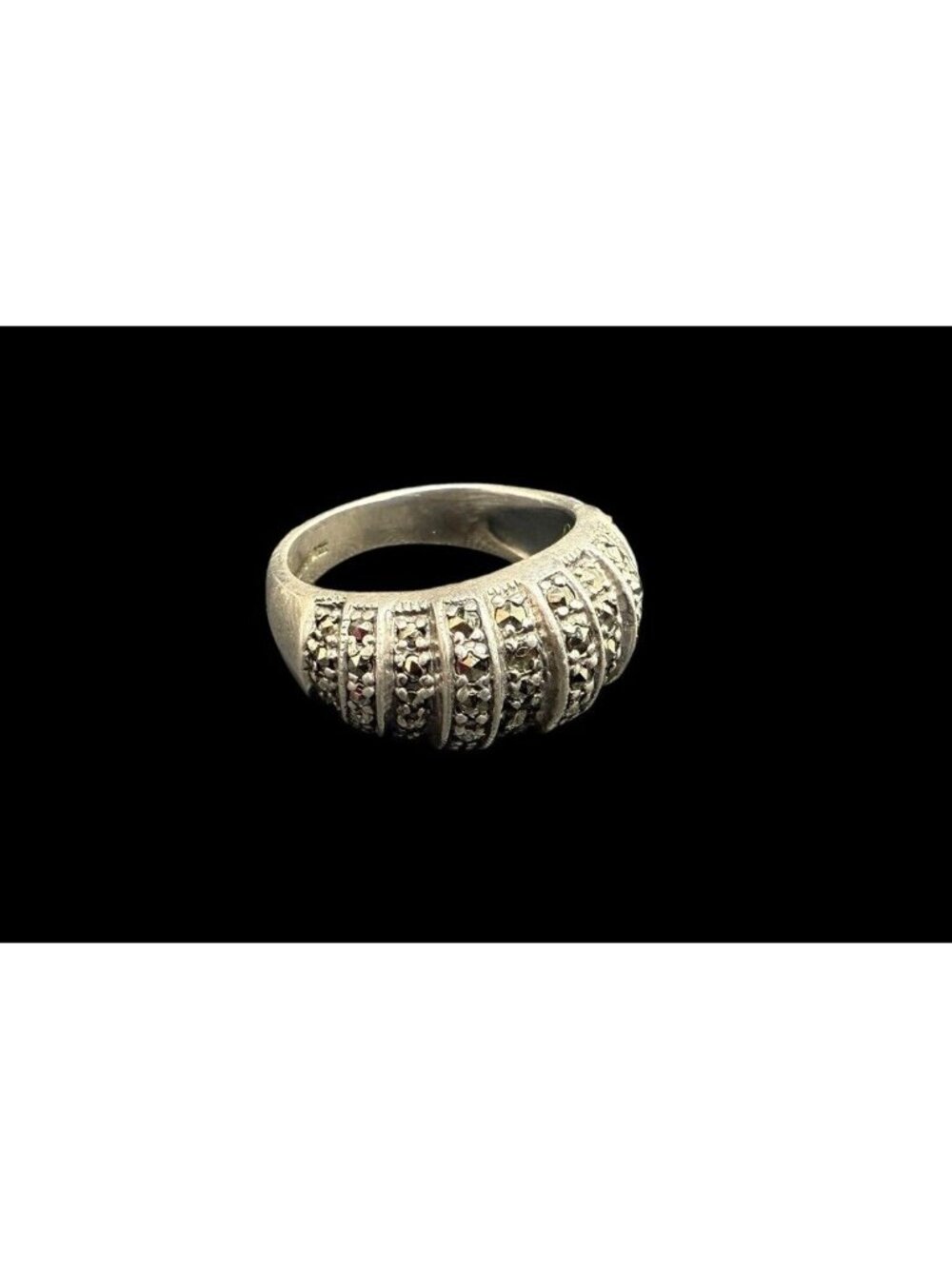 Designer ACI 925 Sterling Silver Marcasite Ring Size 7.5